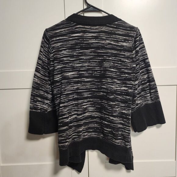 East 5th Open Cardigan Sweater Women's Medium Black White and Gray Stripe - Picture 5 of 5